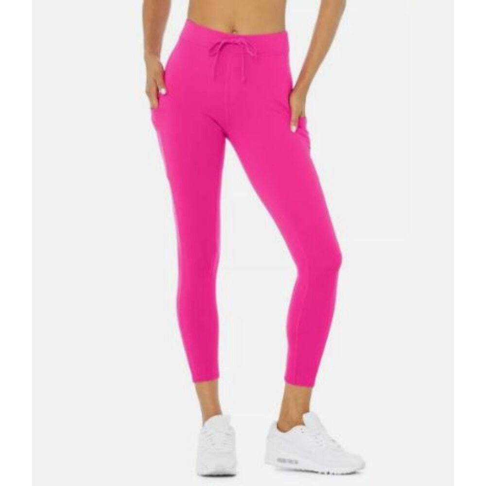 ALO Women's Neon Pink 7/8 High-Waist Checkpoint Leggings Size Small